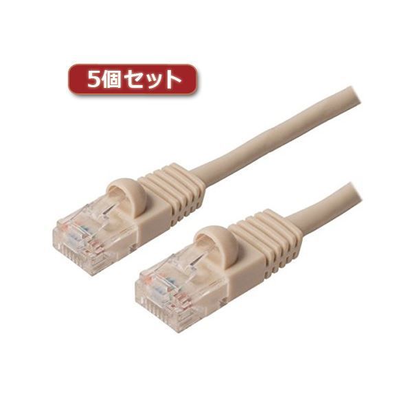 5個セット ミヨシ カテ5eストレ-トLANケーブル 20m アイボリ- TWN