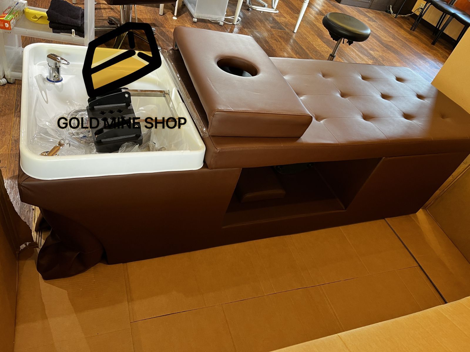 美容サロン用美容ベッド 平置きタイ古式ブラウン