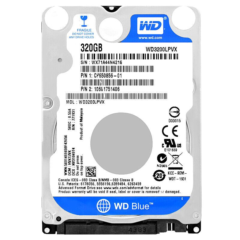 Western Digital 320GB WD3200LPVX 8MB キャッシュ 5400Trs Sata III 2.5 インチ ハードドライブ ブルー