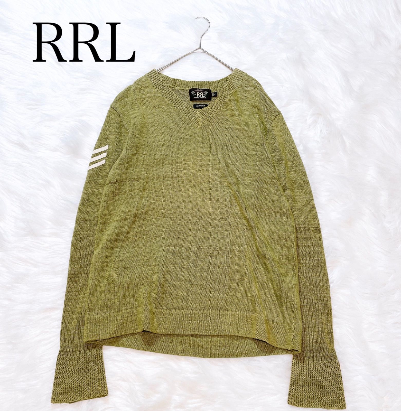 RRL リネンコットンニット　Vネック　ミリタリーモチーフ　ランク・インシグニア RRL リネンコットンニット Vネック ミリタリーモチーフ ランク