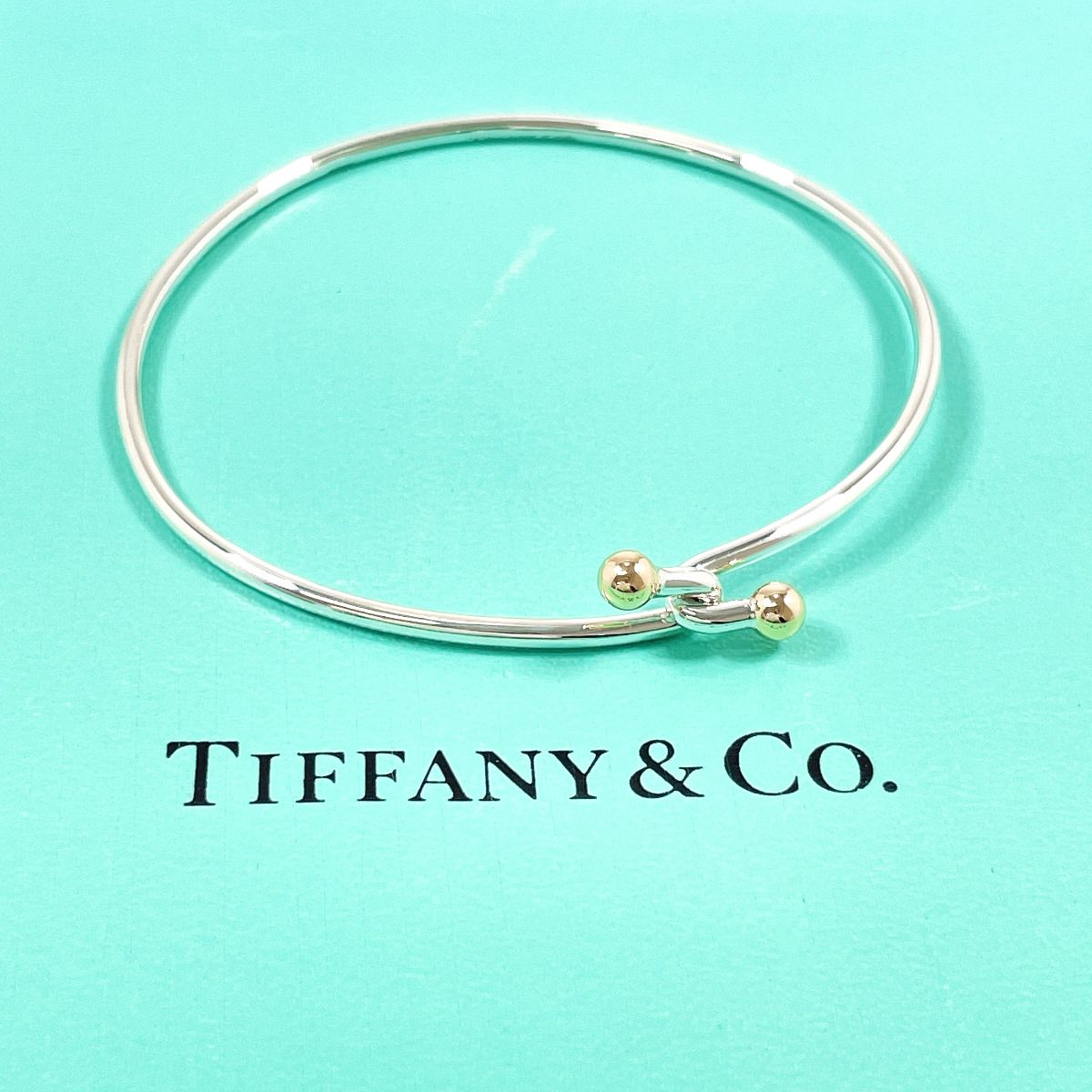 美品✨TIFFANY　ティファニー　バングル　ラブノット　フック＆アイ　コンビ ティファニー バングル フック＆アイ ラブノット シルバー