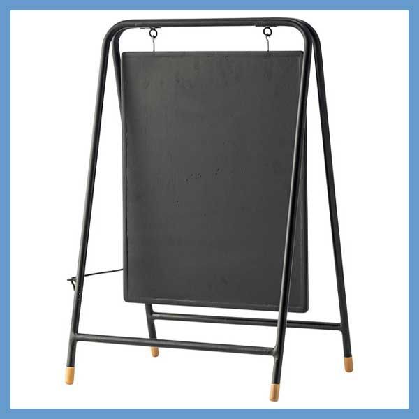 折りたたみ式サインボード 天然木化粧合板 スチールフレーム W45×D36×H70cm No.930 ブラック