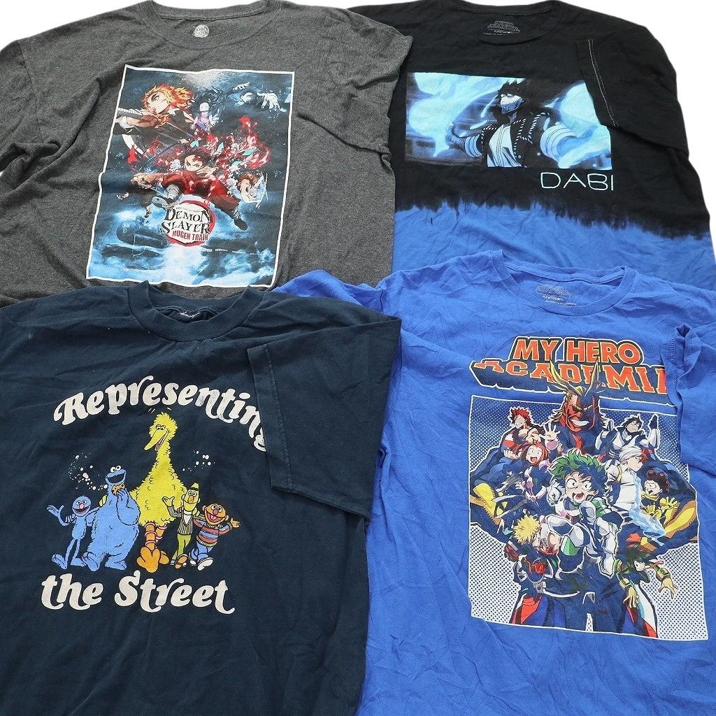 古着卸 キャラクター 半袖Tシャツ 16枚セット メンズ L マリオ スヌーピー ストリートファイター ヒロアカ 古着 NC3857