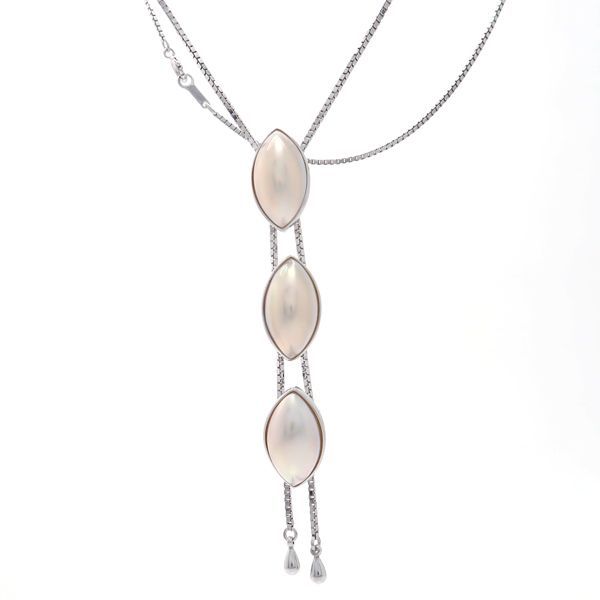 ブランドのギフト TASAKI マベ パール ネックレス Y字 ラリエット SV シルバー ネックレス、ペンダント、チョーカー
