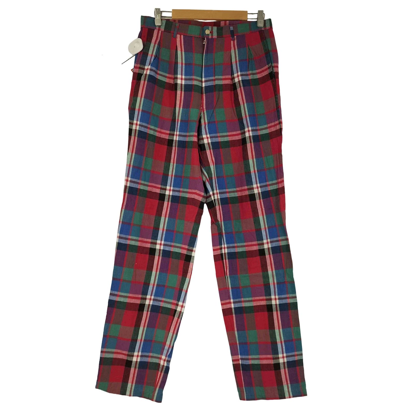 90s CHAPS ラルフローレン 2タック グレンチェック リネン