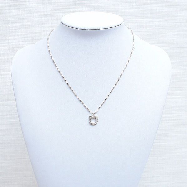フェラガモ FERRAGAMO ネックレス シルバー 760132 696657 Gancini crystals necklace - L - Women | Ferragamo