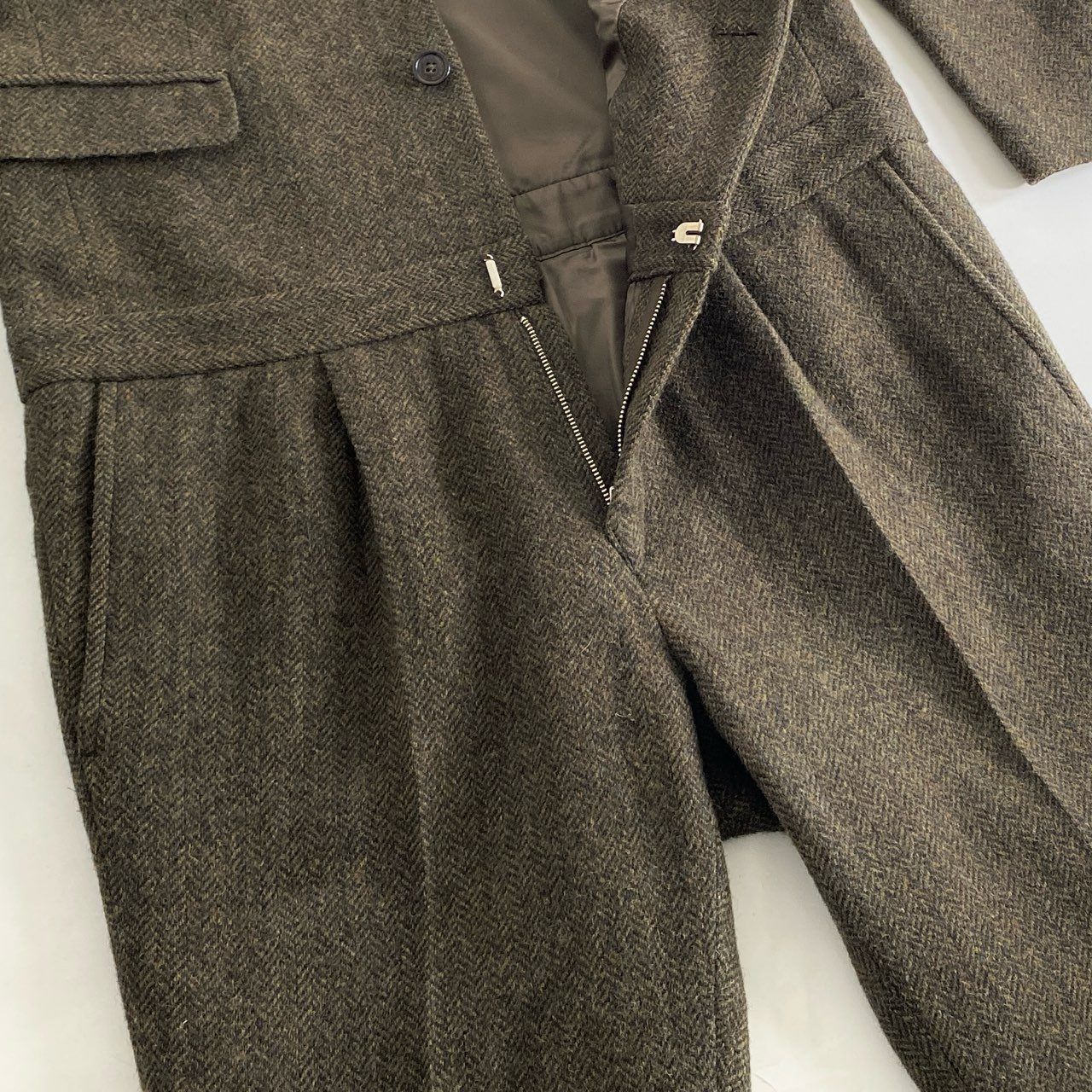 87i1 Mr.GENTLE MAN ミスタージェントルマン JUMPSUIT TAILORED ジャンプスーツ テーラード MG14F-AL02 L  カーキ TWEED MOSS - メルカリ