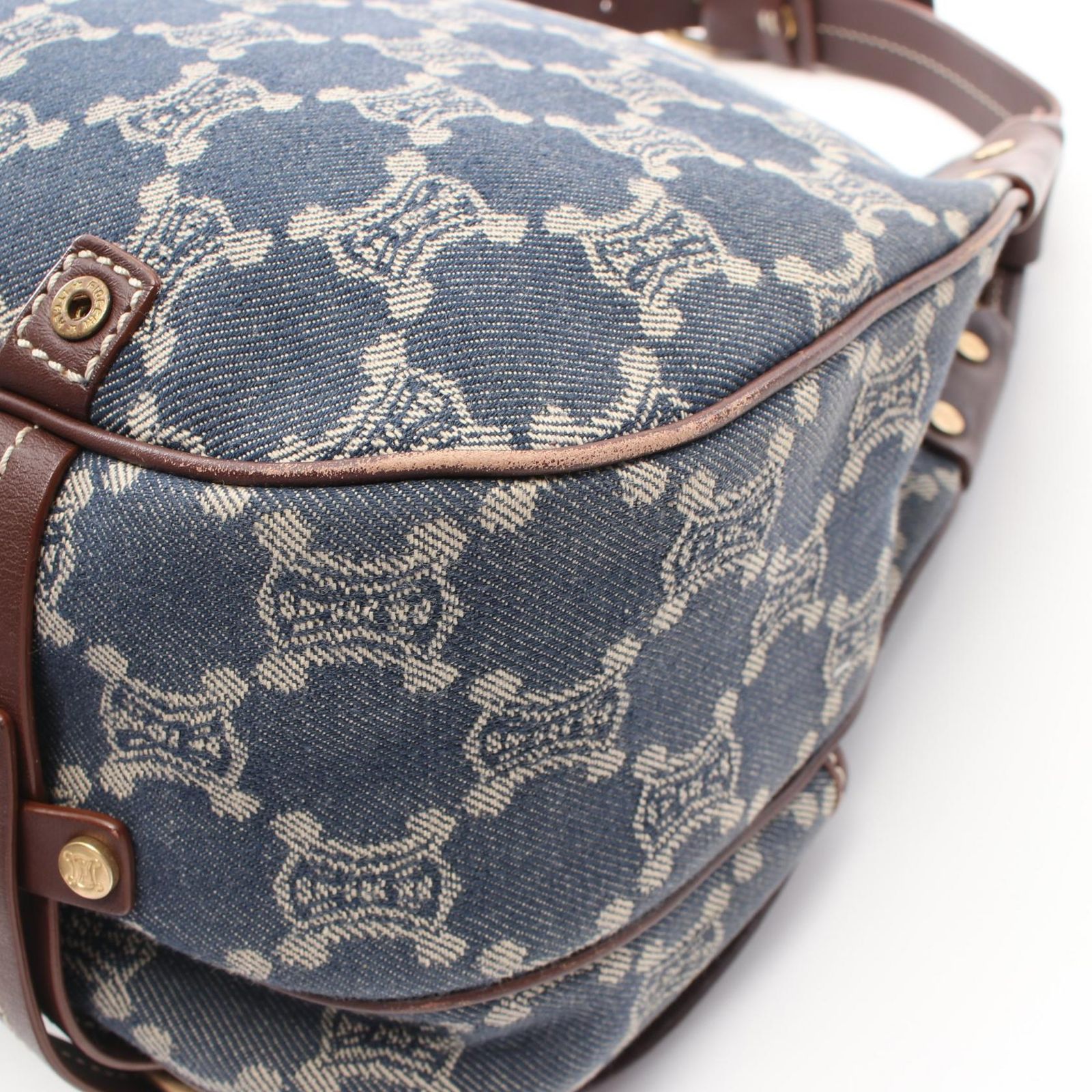 セリーヌ CELINE ショルダーバッグ パリマカダム ブルー デニム レザー