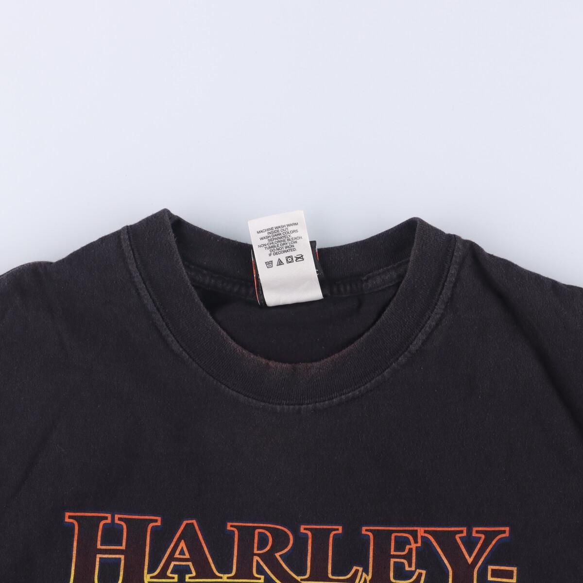 57cm肩幅古着 ヘインズ Hanes Harley-Davidson ハーレーダビッドソン 両面プリント モーターサイクル バイクTシャツ USA製 メンズM  /eaa321563