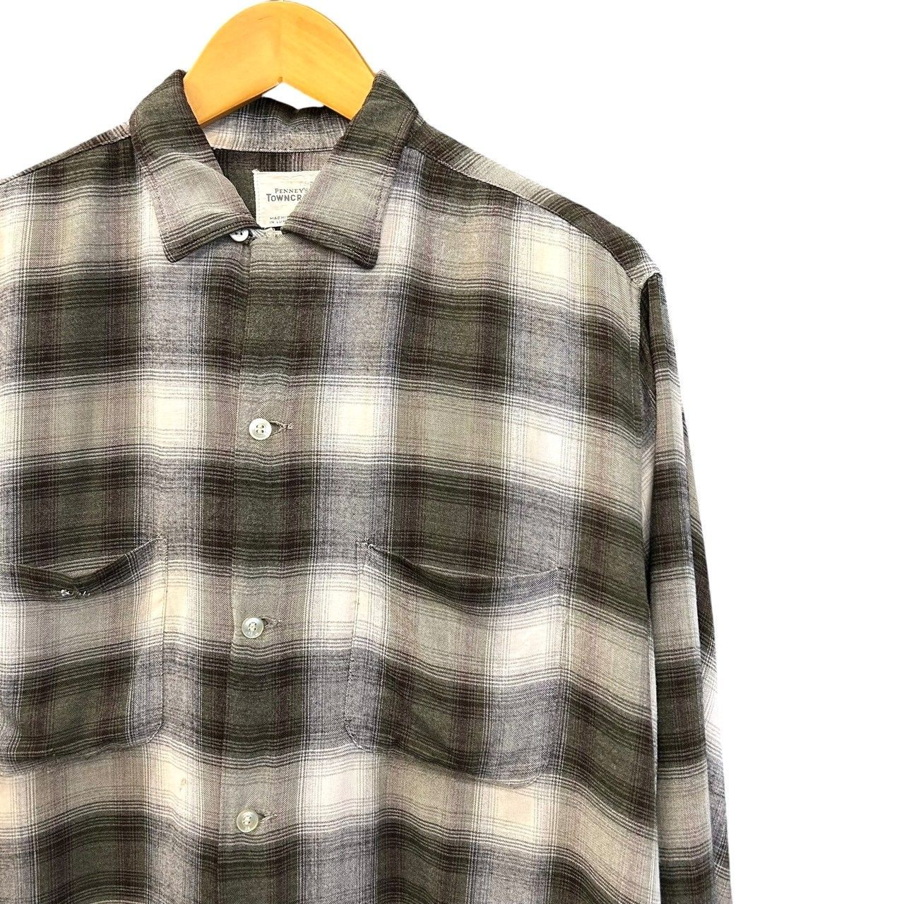 TOWN CRAFT オンブレ チェック 開襟 オープンカラー シャツ 60s 60s