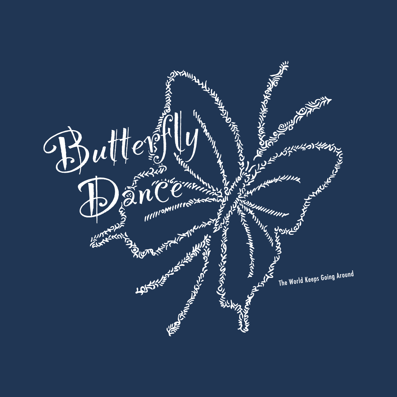 グラフィックロングTシャツ　Butterfly Dance Mono / Black -Long-