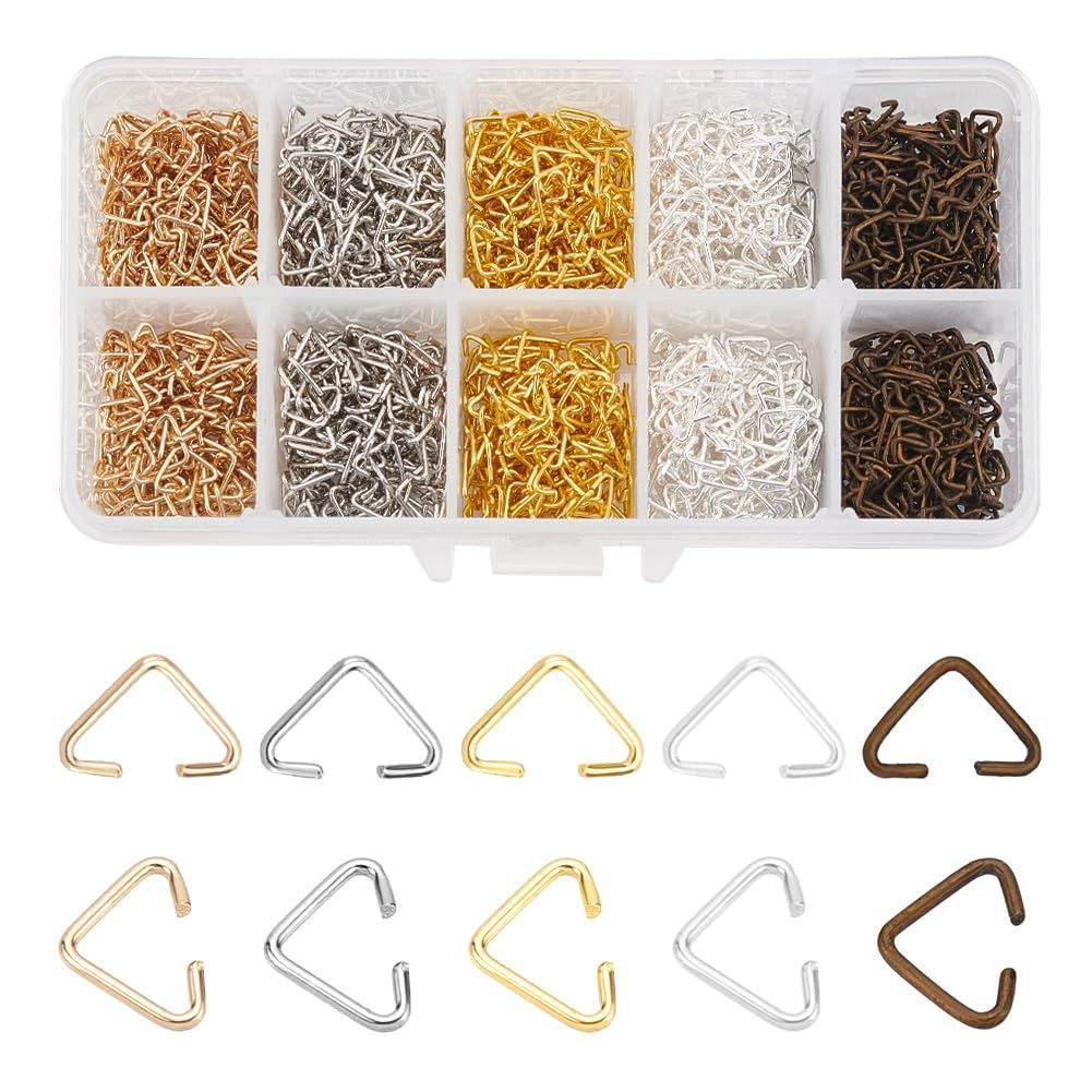 【数量限定】三角形 リング 接続金具 アクセサリーパーツ 5色 オープンジャンプリング 1600個/箱 アクセサリーパーツ(320個/色) PandaHall