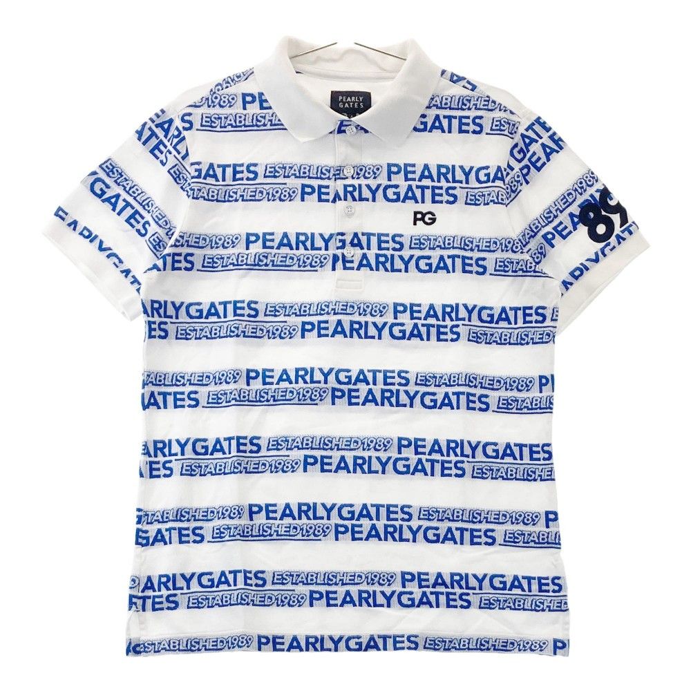 サイズ：4 PEARLY GATES パーリーゲイツ  半袖ポロシャツ 総柄 ホワイト系 [240101457626] ゴルフウェア メンズ ストスト サイズ：4 PEARLY GATES パーリーゲイツ 半袖ポロシャツ 総柄 ホワイト