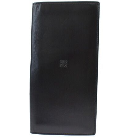 【中古】 ロエベ LOEWE 二つ折り 長札入れ 長財布 ブラック ナッパ レザー 07MF800