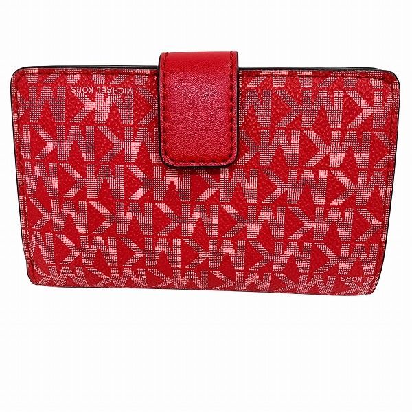 マイケル コース レッド PVC×レザー 財布 2つ折り財布 レディース