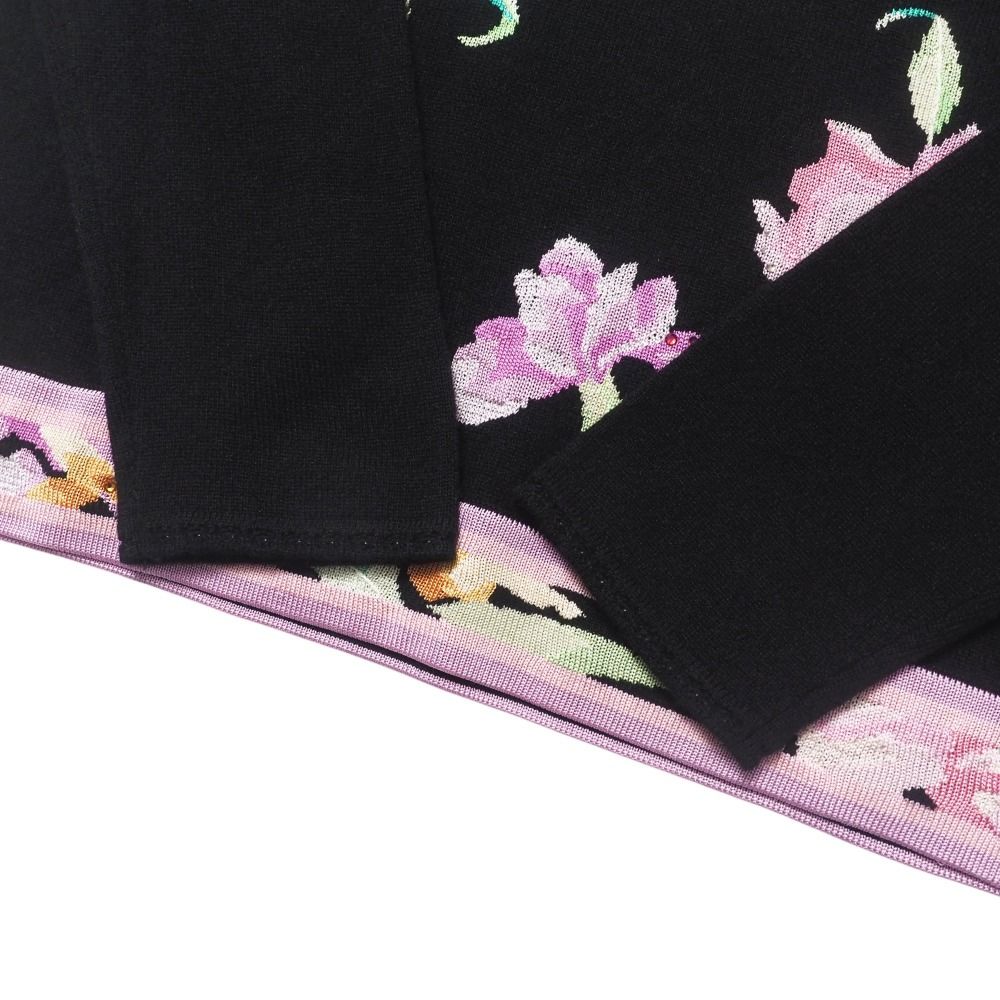 レオナール・カシミヤセーター・Ｌ・長袖ニット・タートル・花柄・LEONARD美品 LEONARD レオナール カシミヤ100% セーター ニット 花柄 L 美品