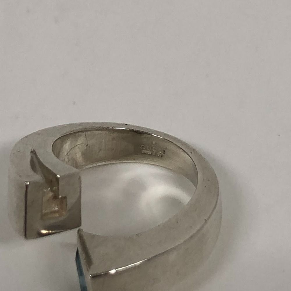 GUCCI 【中古】GUCCI シルバー ツイストG リング 約11号 ブルー
