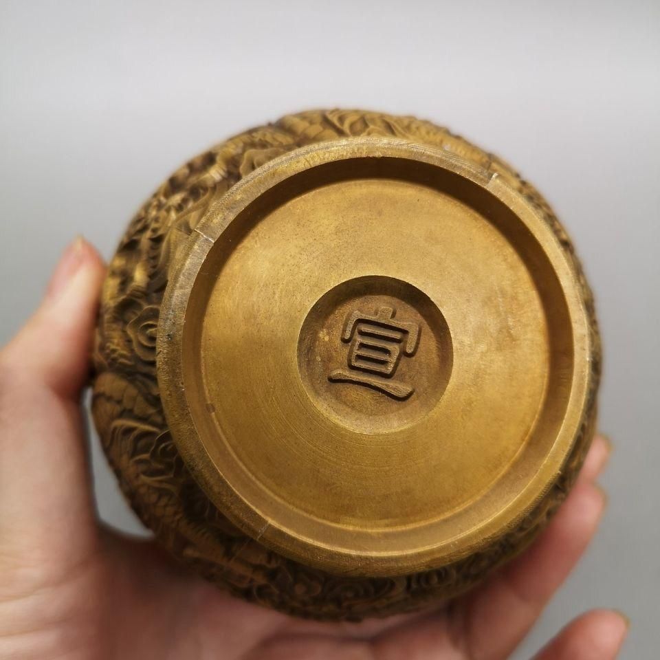 銅 細工 双竜壺 灰皿 開運 風水 招財 置物 装飾品 工芸品 - メルカリ