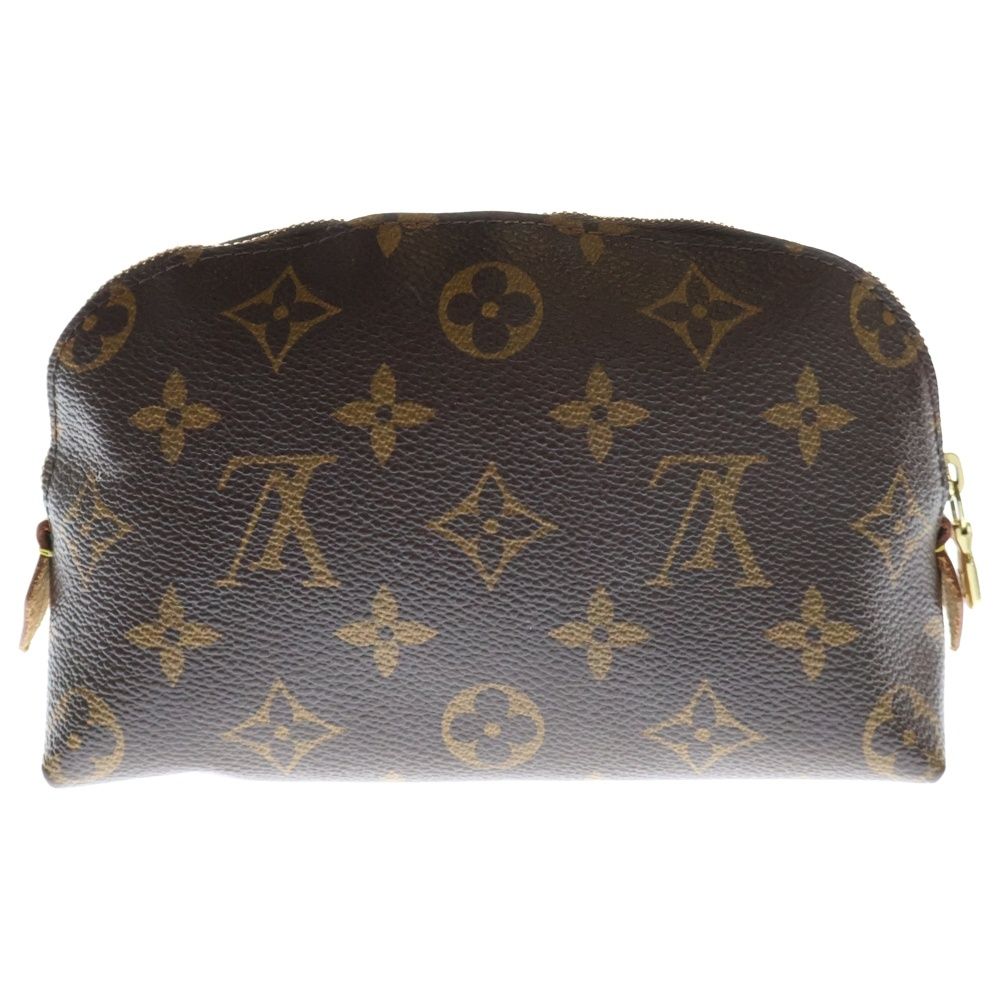 LOUIS VUITTON ルイヴィトン モノグラム ポシェットコスメティック メイクポーチ ケース 収納 ブラウン ゴールド金具 レザー×PVC M47515