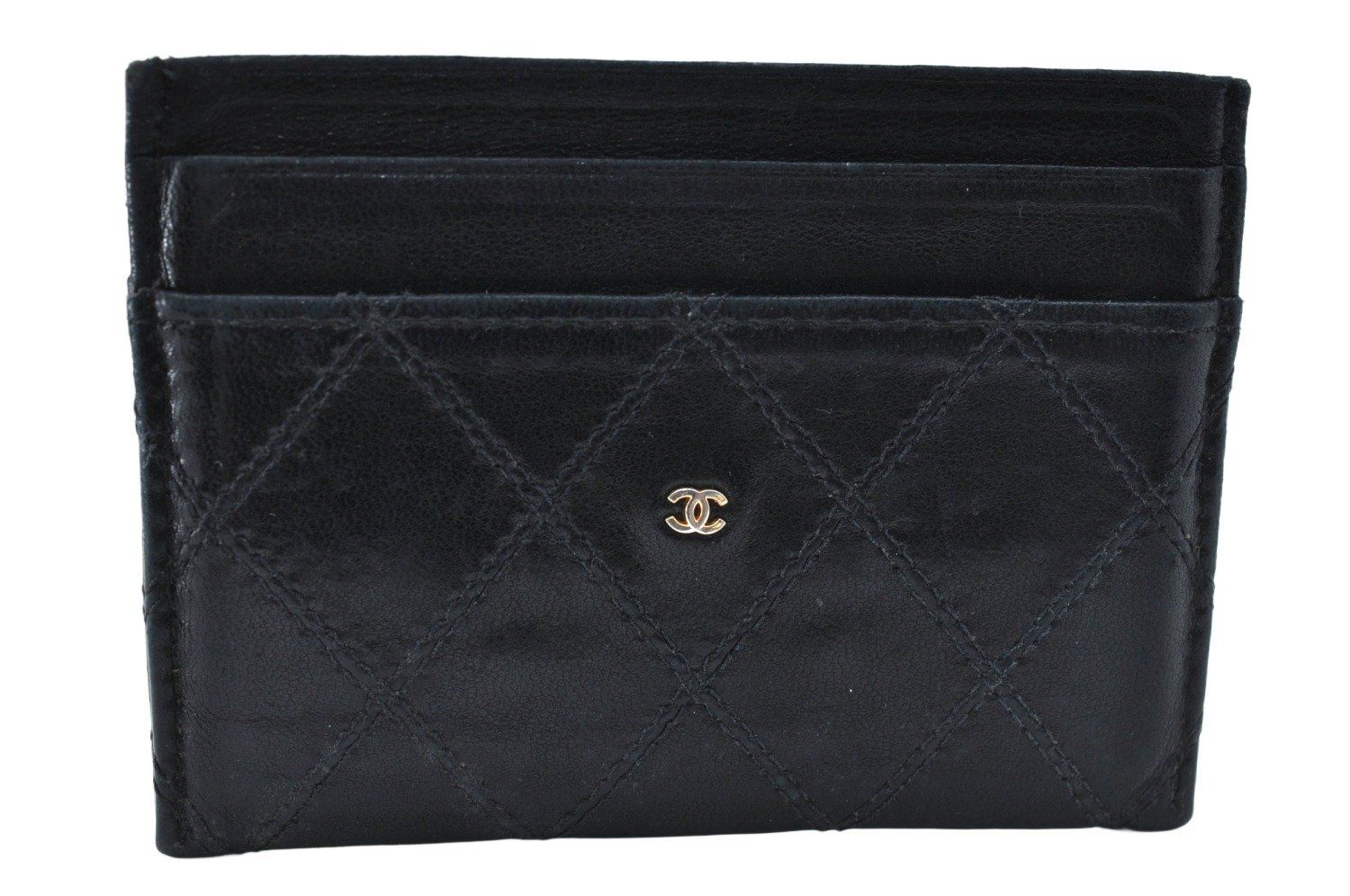 CHANEL シャネル ヴィンテージ カーフスキン ビコローレ カードケース 財布 ブラック L2372