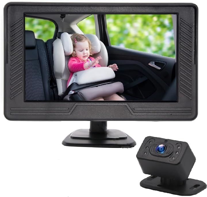 OBEST 車用ベビーモニター ベビーミラー 見守りモニター 360度回転 広い視野 車内監視 後部座席ベビーシート監視 赤ちゃん観察 後ろを向かずに赤ちゃんの様子を確認 取付簡単 12V 出産祝い