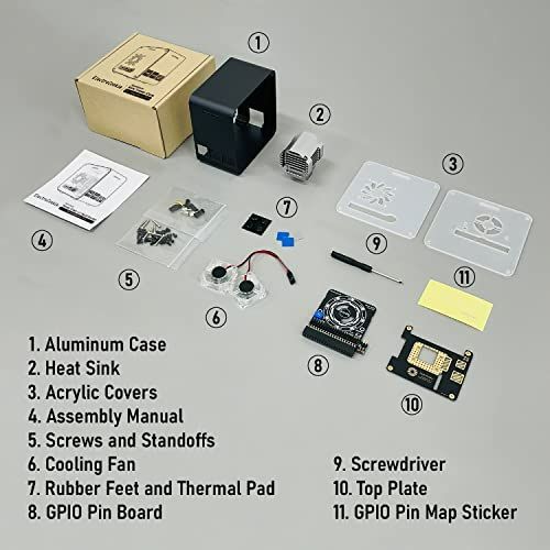 ElectroCookie Raspberry Pi 4ケース アルミニウムミニタワーケース