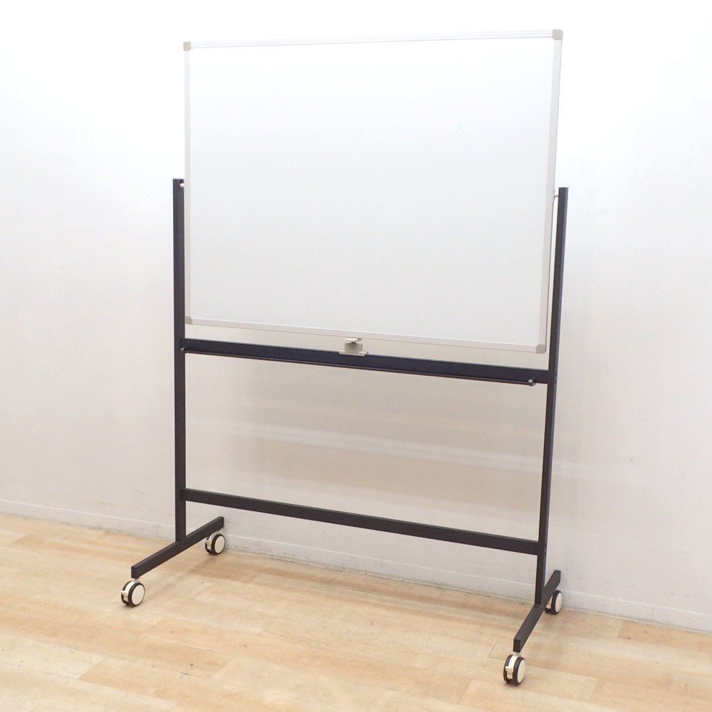 自立式ホワイトボード ブラック W1200 H900 白板 脚付 移動式 回転式 両面 ロック式キャスター ペントレー EG18978 オフィス家具