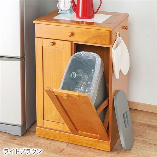ダストボックス/ゴミ箱 〔25リットル 2分別 ライトブラウン〕 天然木 桐材 隠しキャスター4個付き 完成品 〔キッチン〕 ダストボックス⁄ゴミ箱 〔25リットル 2分別 ライトブラウン〕 天然木