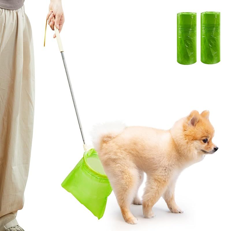 LUNPEAR 犬用 フンキャッチャー 片手で簡単取れる フン取り 処理袋60本付き ペットの散歩グッズ うんち取り トイレスコップ クリーンスコップウンチ取り器 犬用 猫用 (イエロー) 0