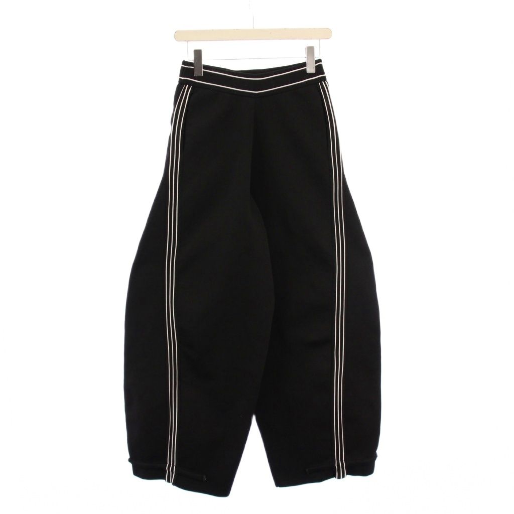 ダブル クロージング ダブスタ DOUBLE STANDARD CLOTHING ESSENTIAL サイドラインパンツ ワイド イージー ウエストゴム ストレッチ バイ 38 黒 ブラック 白 ホワイト 2506-030-234A BB