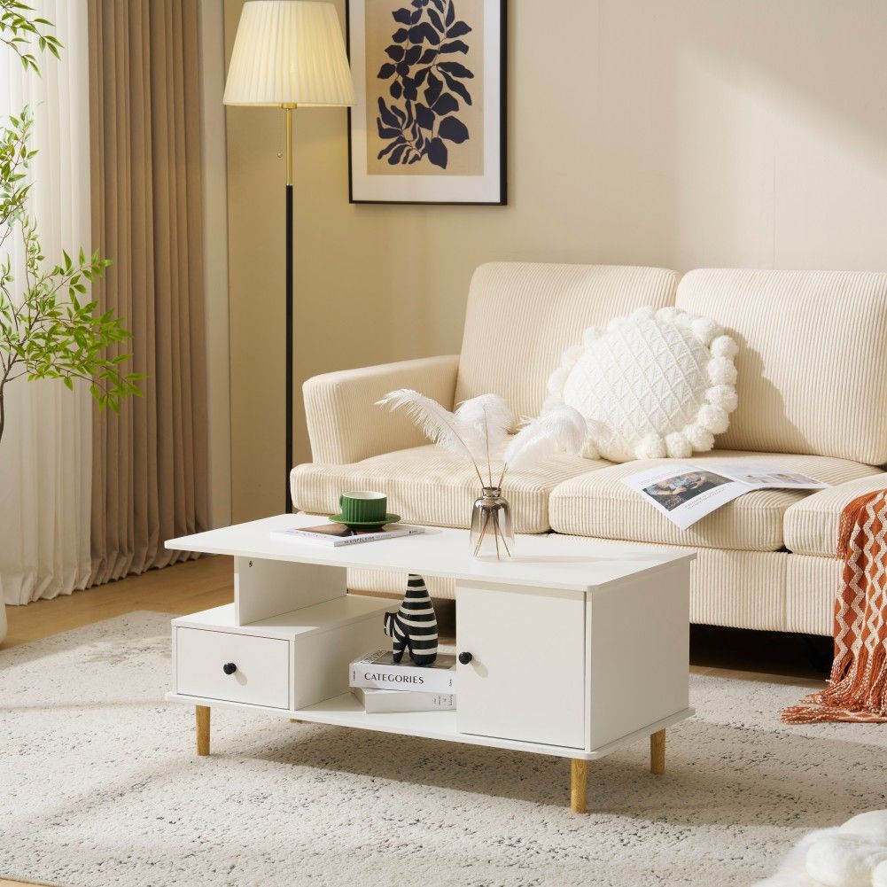 多機能センターテーブル 多収納 ホワイト ローテーブル 北欧風 おしゃれ センターテーブル ローテーブル 北欧風 ホワイト 多機能 収納 引き出し