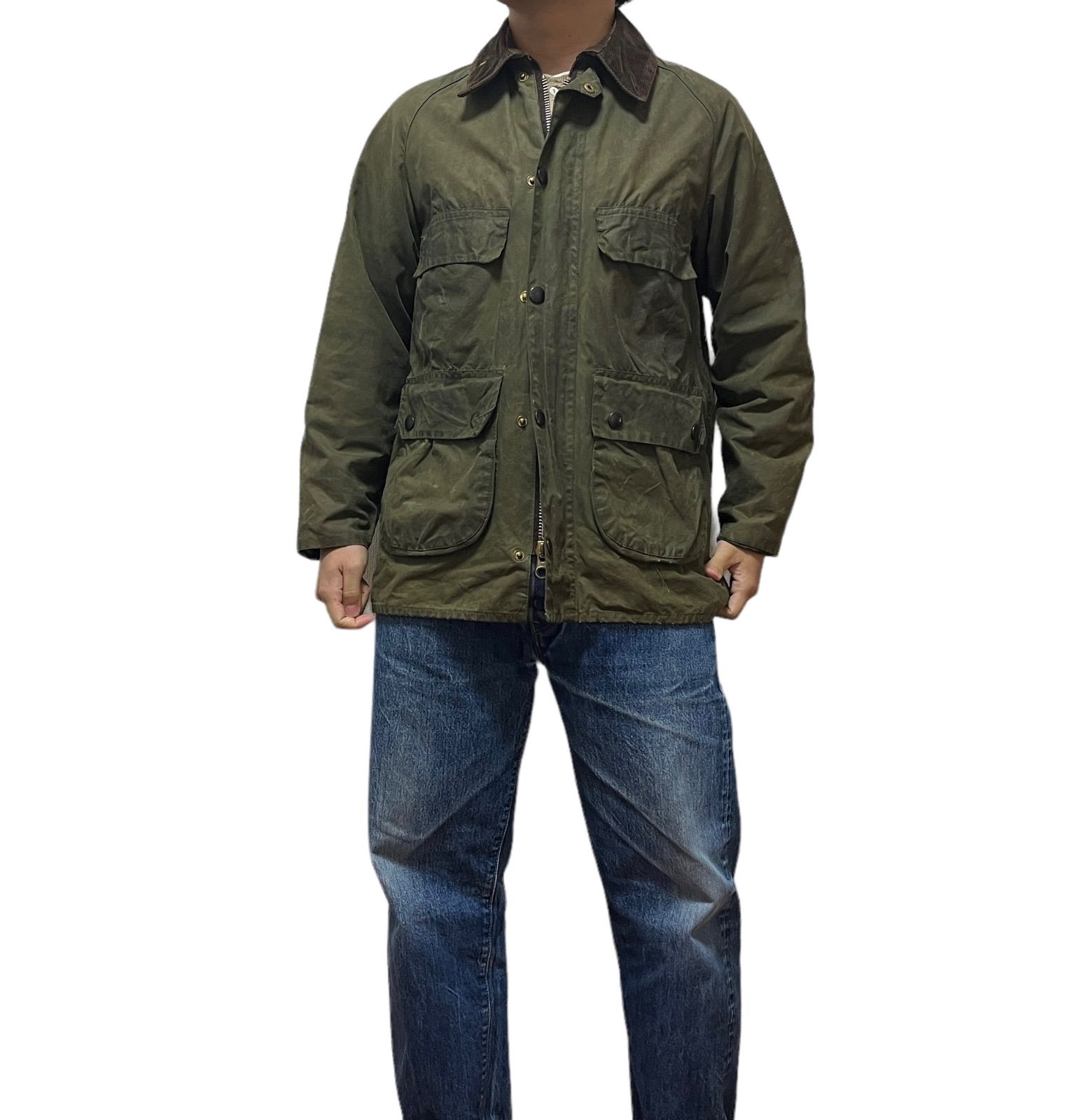 Barbour】80s~90s England BEDALE Sage Green 