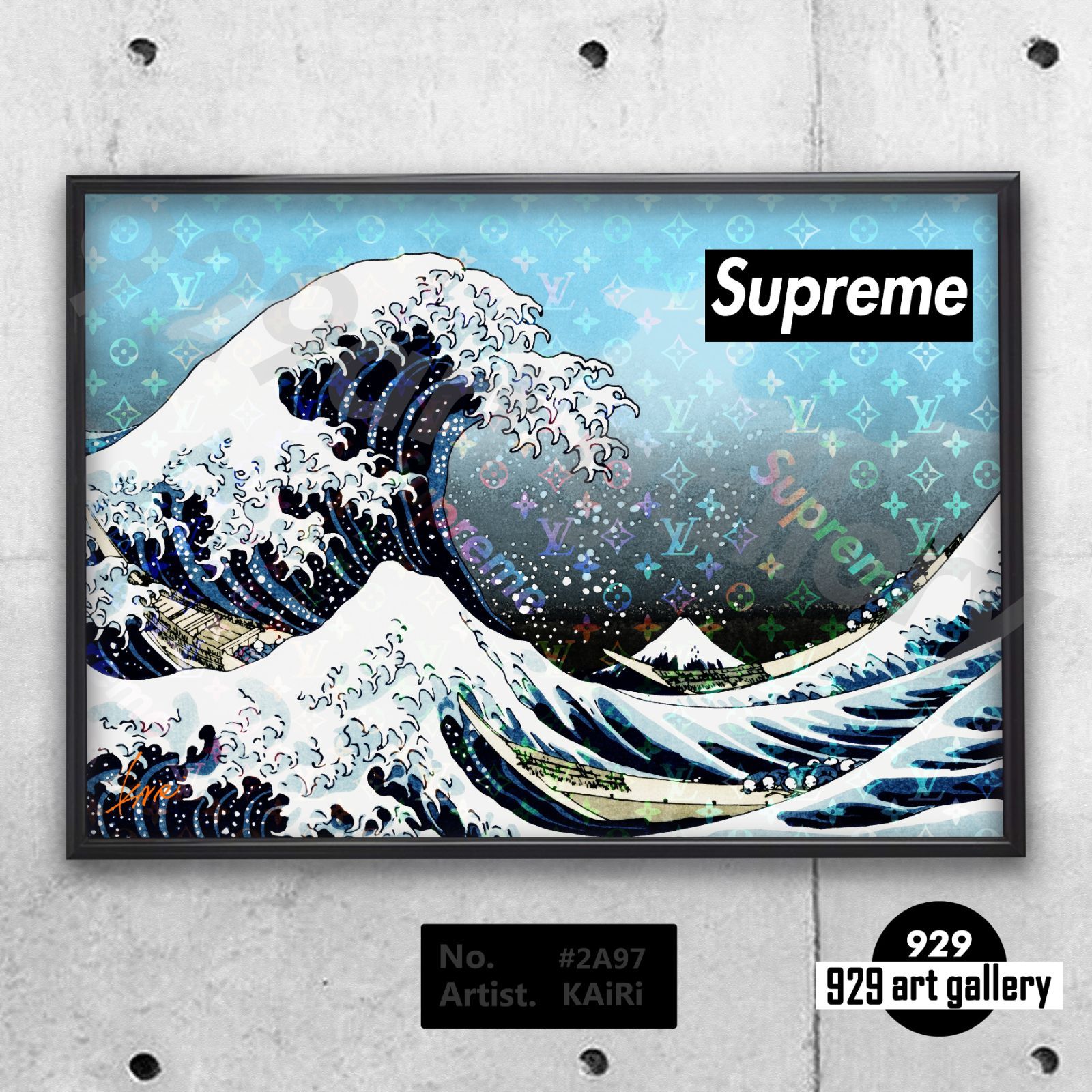 LOUIS VUITTON type☆アートインテリアポスター＃220★葛飾北斎 LOUIS VUITTON type☆A4額装済オマージュアートインテリア