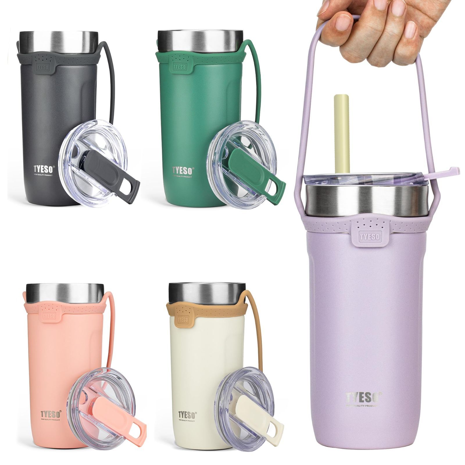 【特価商品】TYESO タンブラー 710ml 大容量 ストロー付き ステンレス タンブラー 蓋付き カップホルダー付き 持ち歩き 軽量 持ち運び 保温保冷 真空断熱タンブラー
