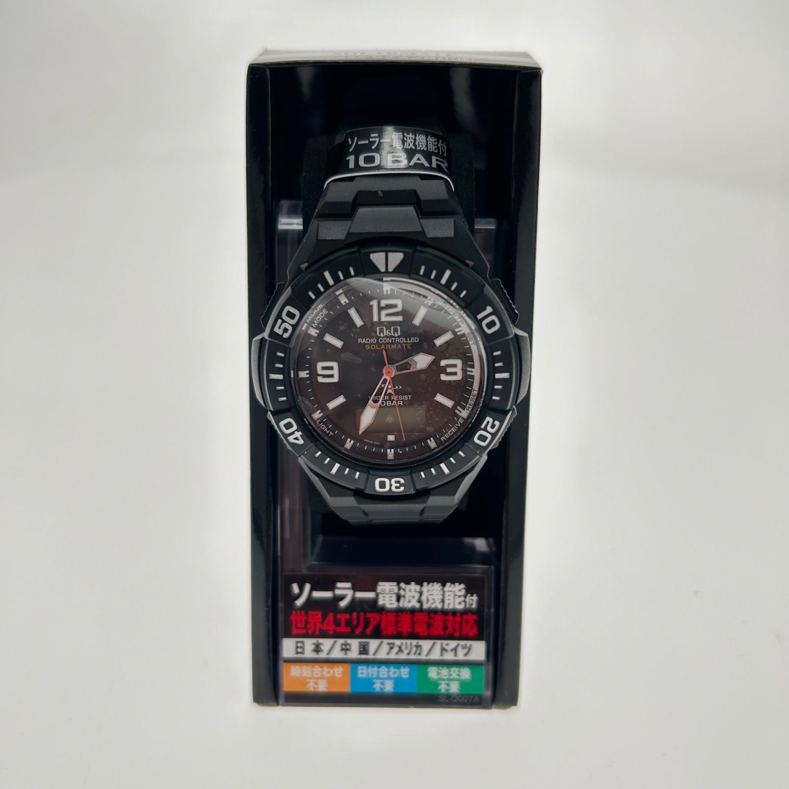[シチズン Qu0026Q] 腕時計 アナログ 電波 ソーラー 防水 日付 ウレタンベルト MD06-305 メンズ ブラック　A5D5CCA8AB2201