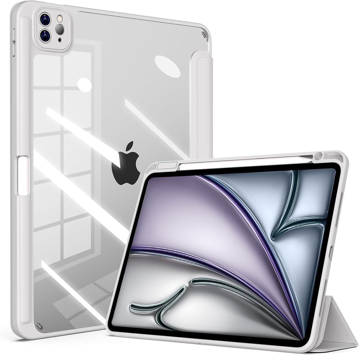 2025 iPad Air 第5 4世代 ケース 10.9 インチ Pro 11 2021 2020 ペンシル収納 透明バックカバー Apple 11ンチ M 2 Pencil ワイヤレス充