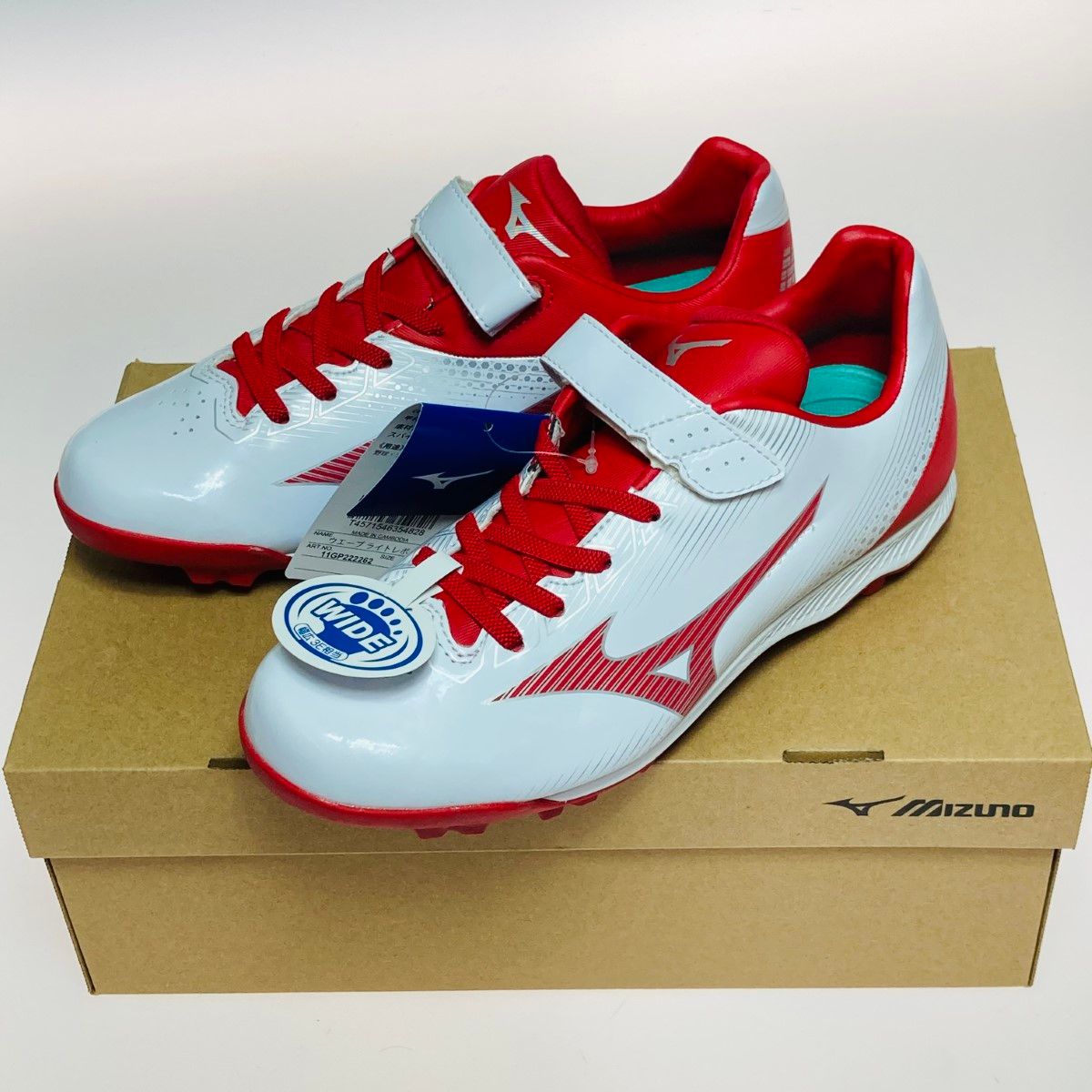 MIZUNO ミズノ ウェーブ ライトレボ Jr. 24.0cm 少年野球用 スパイク 箱付 11GP222262 ホワイト x レッド