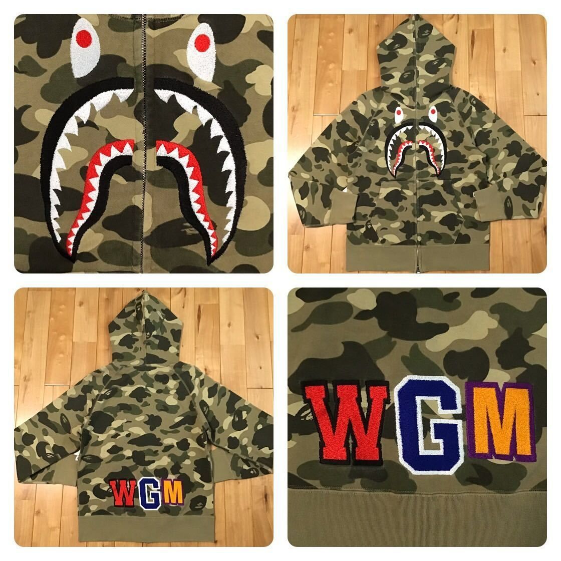 A BATHING APE ®迷彩パーカーWGM刺繍ダブルフードシャーク 