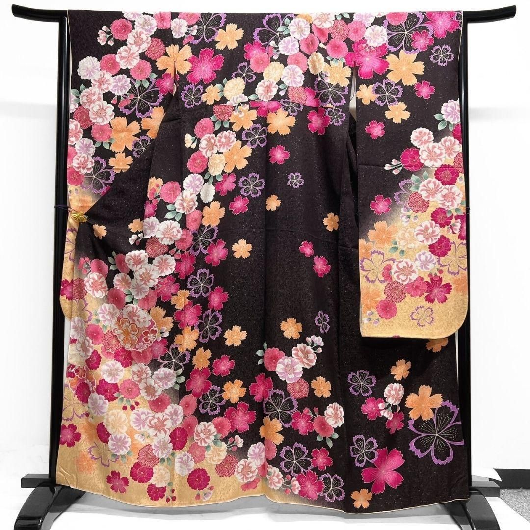 振袖 金駒刺繍 銀通し 桜花模様 花模様 成人式 晴れの日 着物 044a p