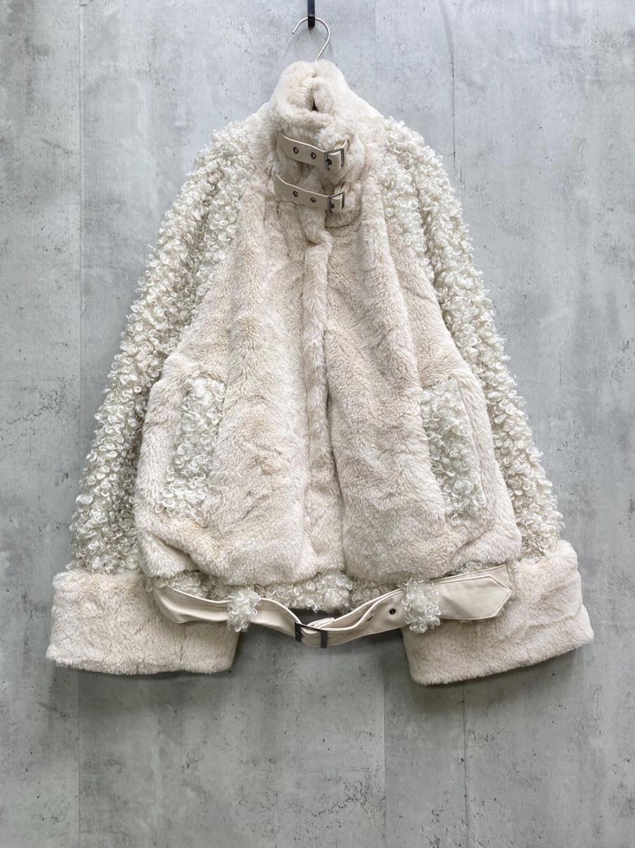 BELLE VINTAGE ベル ヴィンテージ レザーベルトボリュームボアジャケットⅡ sizeF|ベージュ ◆ ◎レディース
