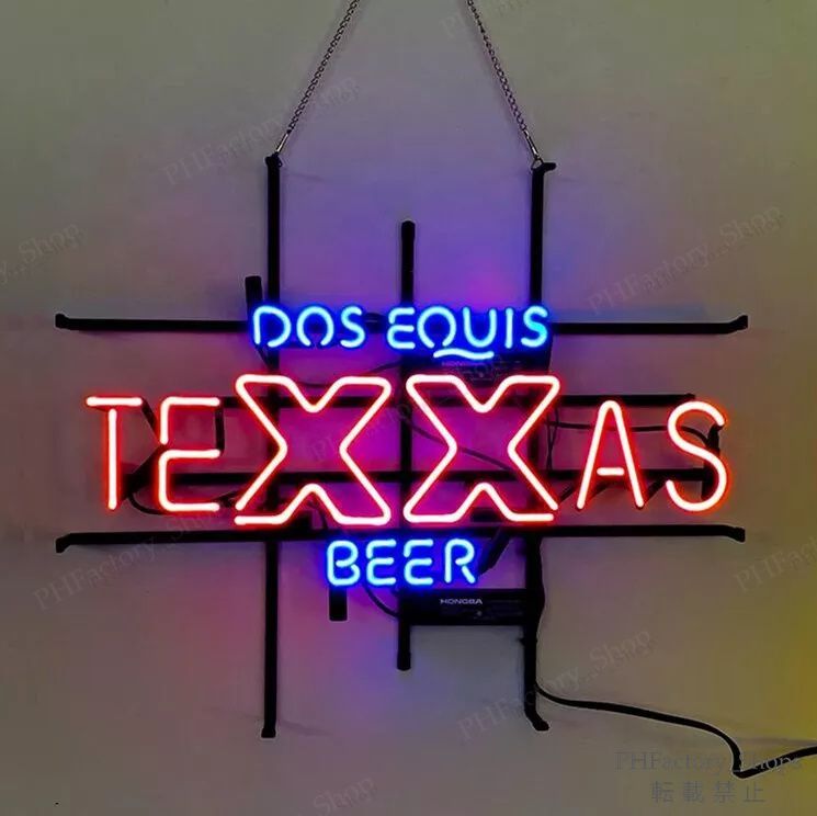 ネオンサイン ネオン管 Dos Eqvis Texxas Beer ビール NEON SIGN 看板 ネオン看板 BAR ビール 喫茶 カフェ アメリカン雑貨 店舗装飾 室内装飾 広告用看板 おしゃれ