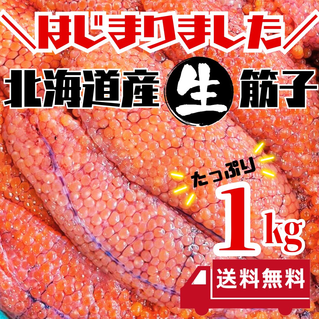 送料無料【北海道産】今が旬💯 生筋子 生いくら 季節限定 びっしり 1kg