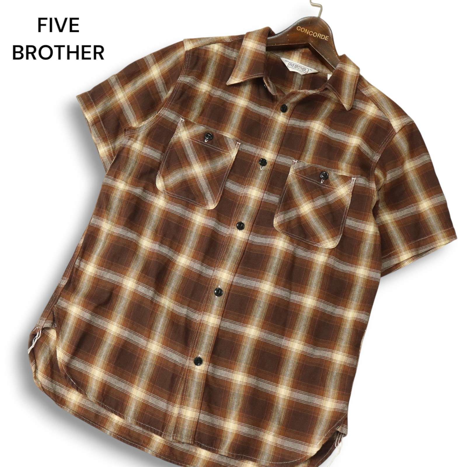 FIVE BROTHER 半袖 オンブレチェックシャツ 楽天市場】【4色4サイズ】 jd534 新品 FIVE BROTHER オンブレ