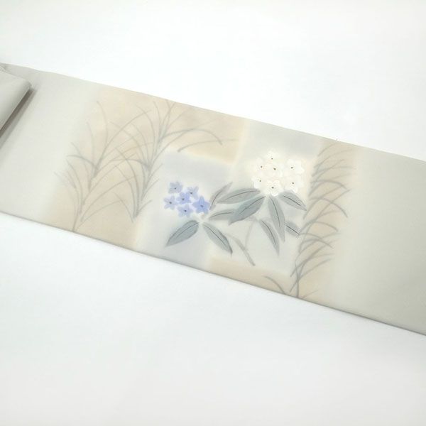 新品】 名古屋帯 九寸 未使用 正絹 五泉 塩瀬 高級 無線友禅 手描き 手