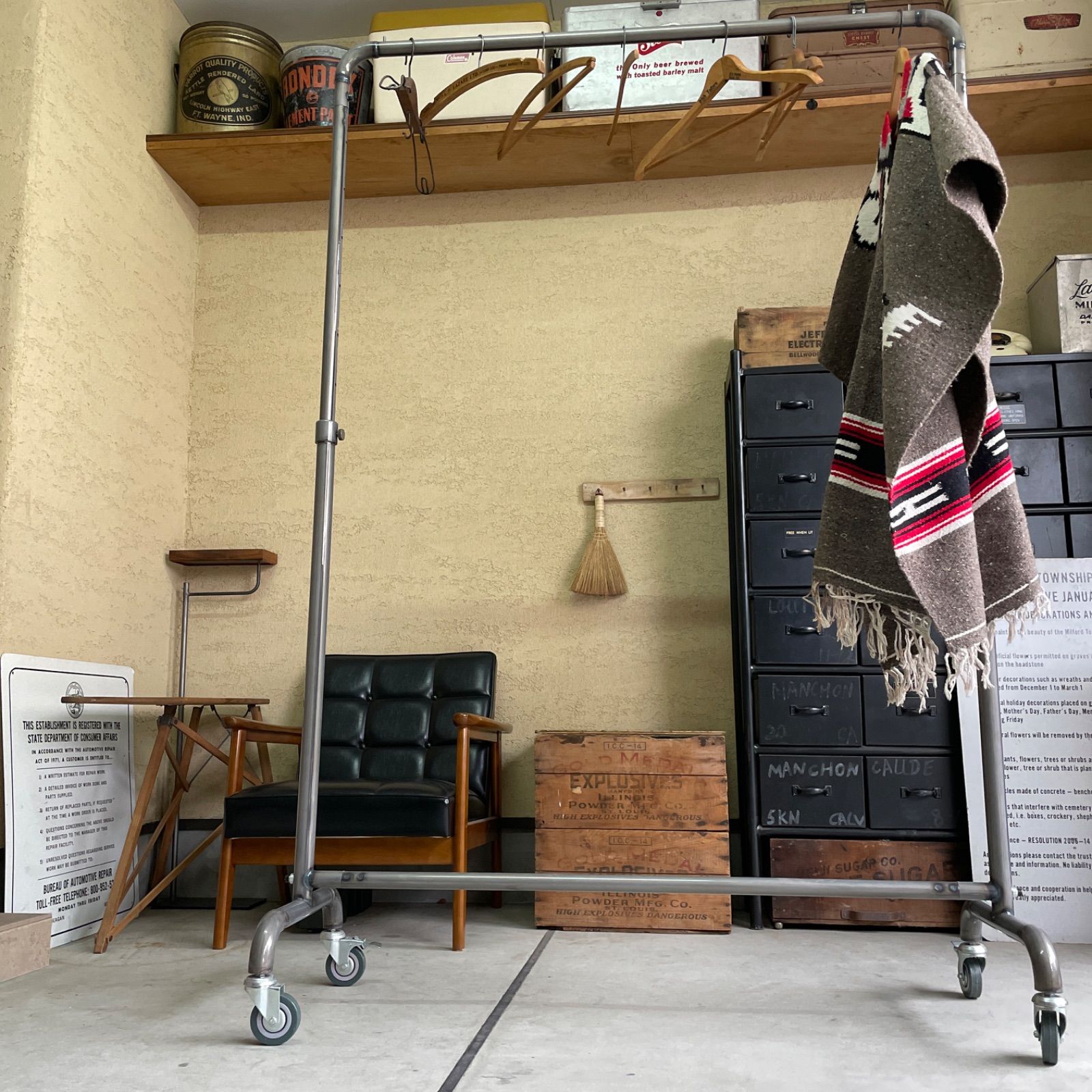 インダストリアル 鉄製 アイアン 配管パイプ ハンガーラック 無骨 シャビー