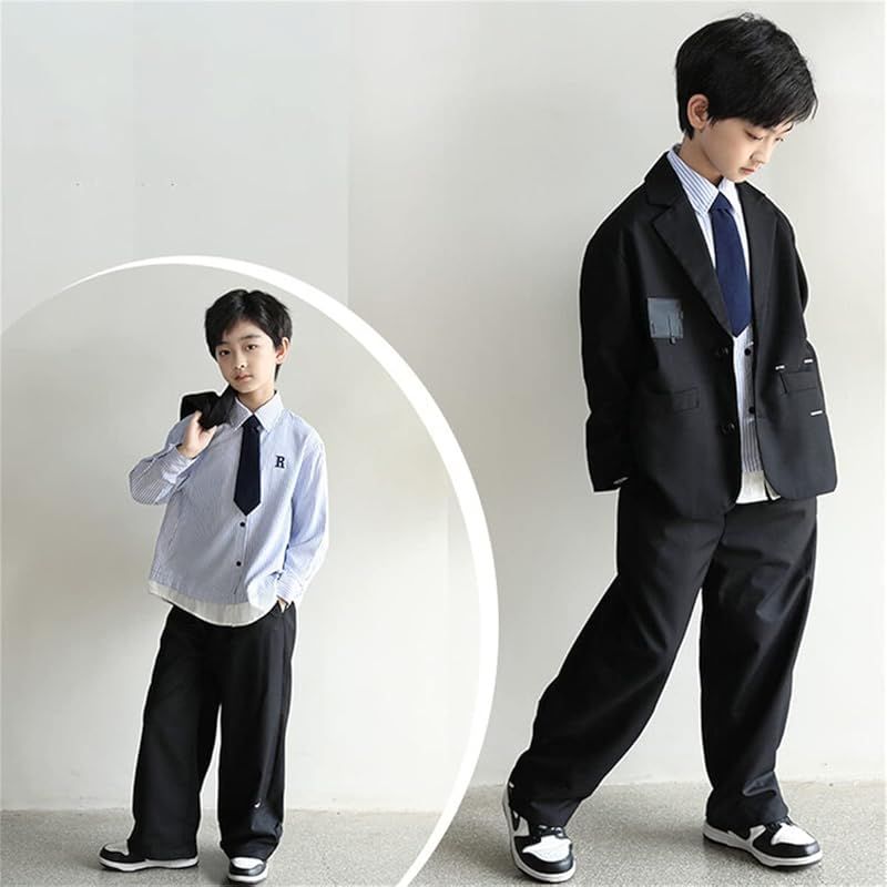 CHUMO スーツ 男の子 フォーマルスーツ キッズ ボーイズ ２点セット 4点セット ジャケット ズボン シャツ ネクタイ ゆったり おしゃれ カジュアル フォーマル 発表会 入学式 卒業式 七五三 120-180 cm ブラ