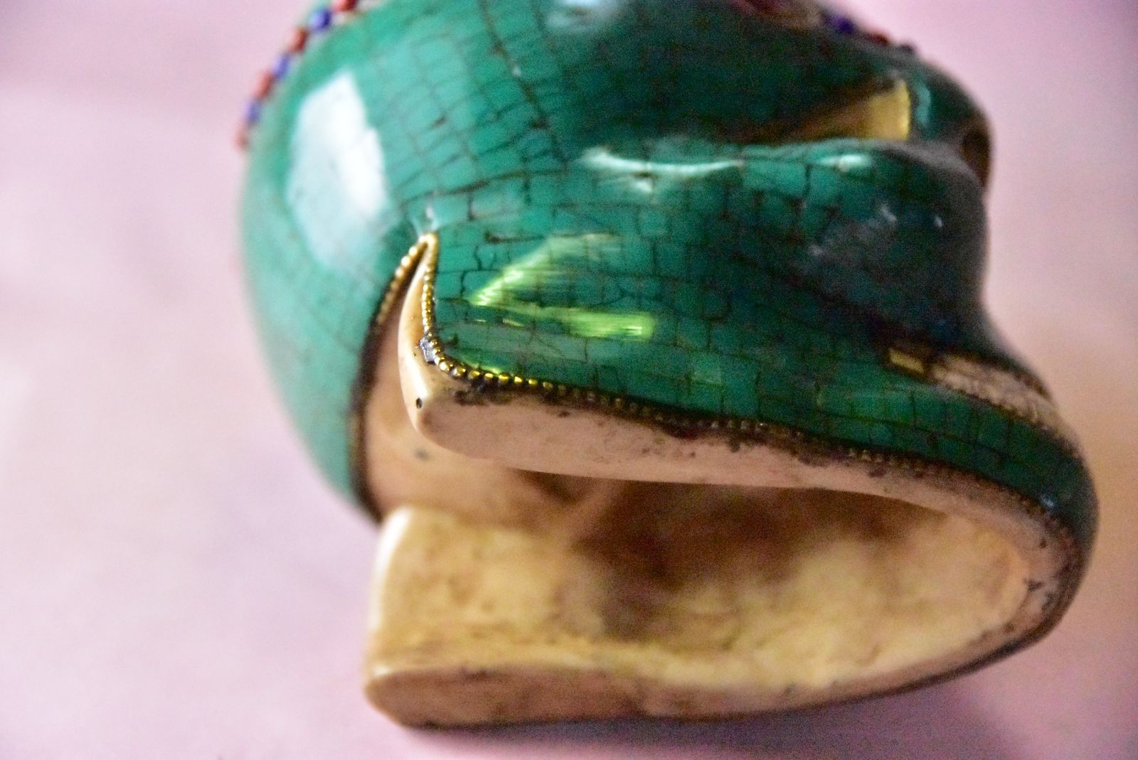 チベタンスカル カパーラ 髑髏 ドクロ トルコ石インレイ チベット仏教