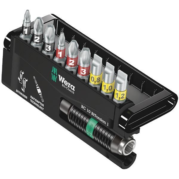 WERA ヴェラ 10点組 差込6.35mm ビットチェック バイトーションBi-Torsion ビットセット 056374 工具 ツール DIY 作業工具 道具