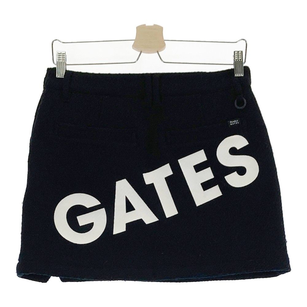 サイズ：0 PEARLY GATES パーリーゲイツ  ニットスカート ロゴプリント  ネイビー系 [240101416222] ゴルフウェア レディース ストスト サイズ：0 PEARLY GATES パーリーゲイツ ニットスカート ロゴ