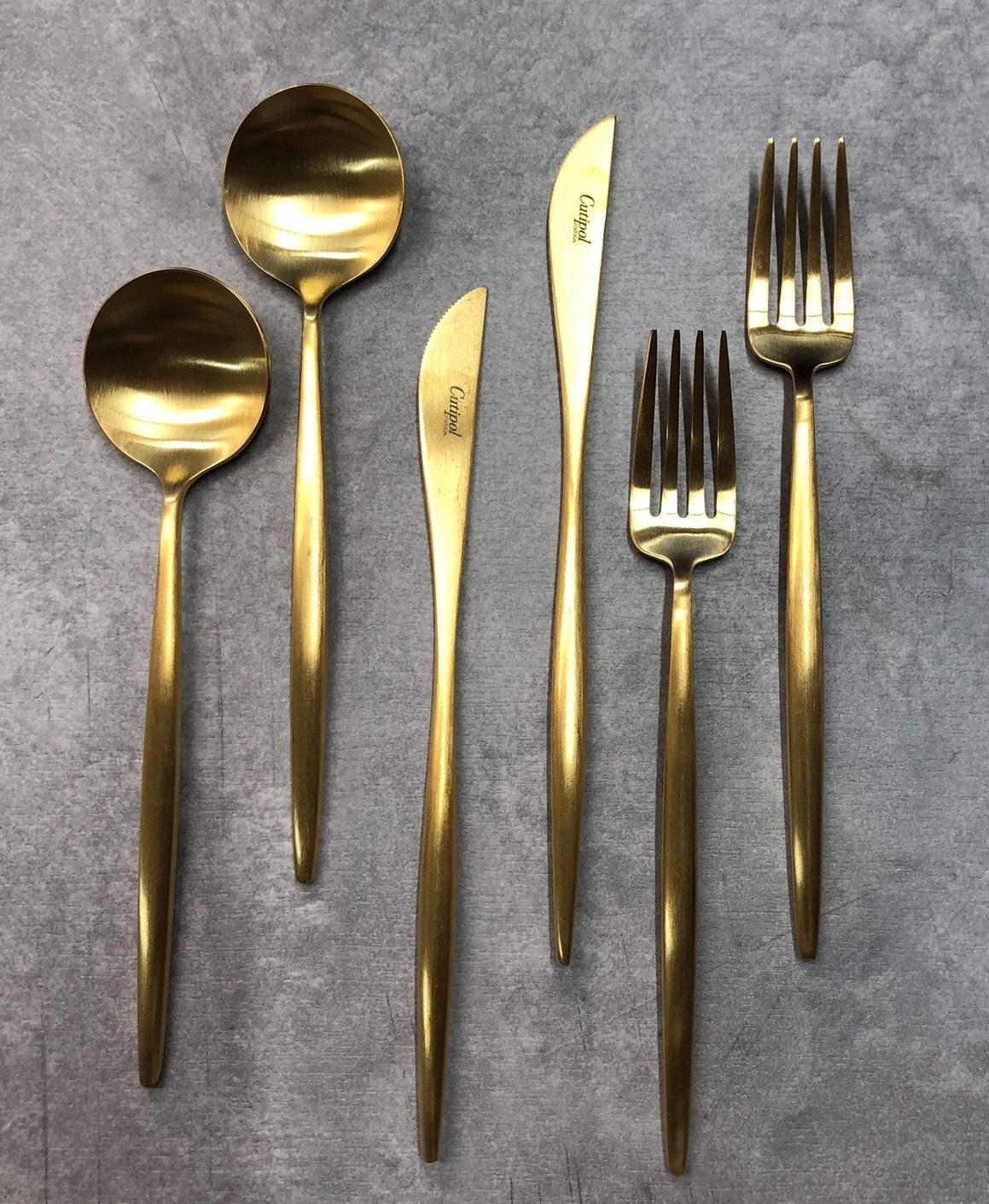 アウトレット品 Cutipol クチポール MOON マットゴールド デザート スプーンフォークナイフ 6点セット